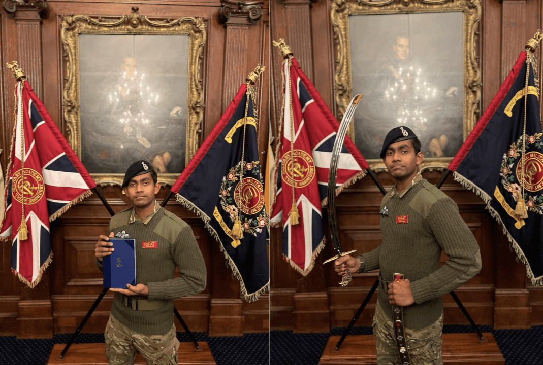 রয়্যাল মিলিটারি একাডেমি স্যান্ডহার্স্টে ইতিহাস গড়লেন বাংলাদেশি ক্যাডেট লেফটেন্যান্ট শাকিব আহসান রিফাতImage
